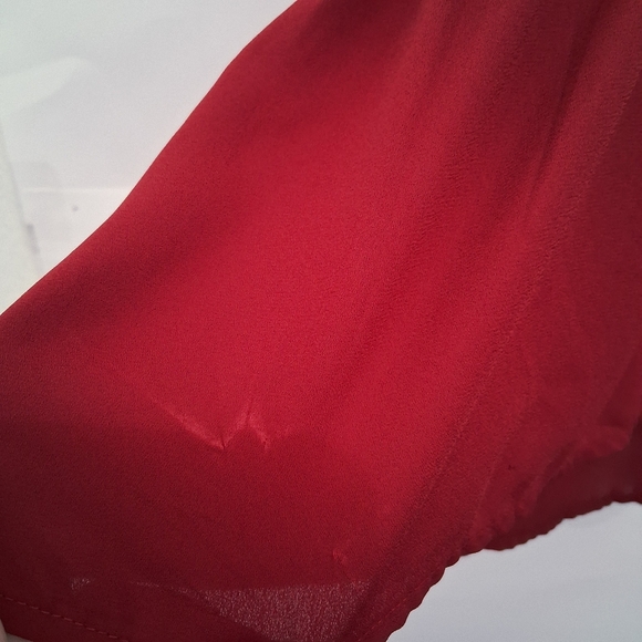 5/$10⚪️Forever 21 Red Burgundy Tie-Front Blouse - Picture 6 of 7